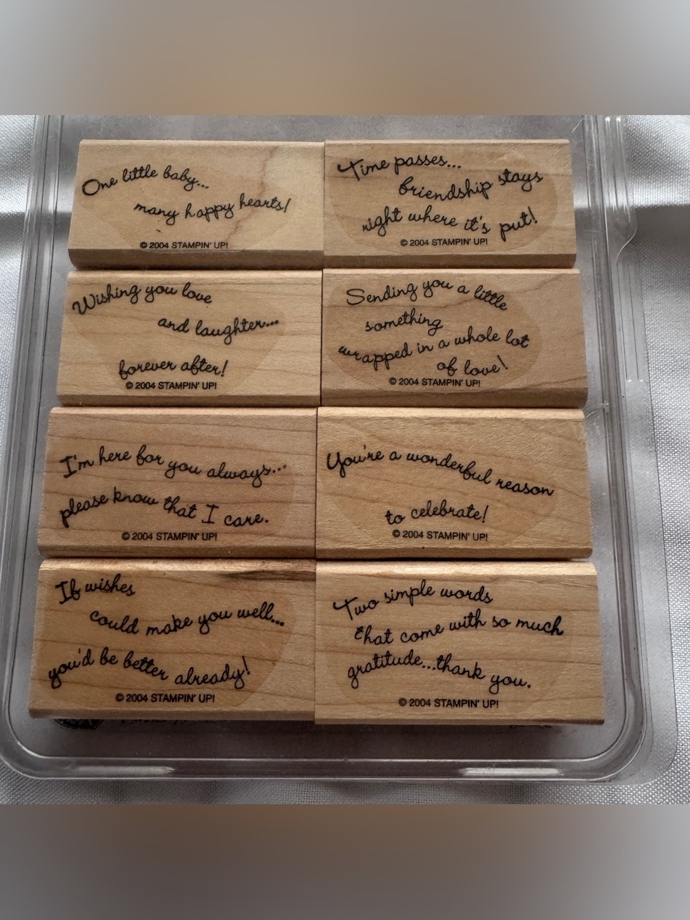 Stampin' Up! 2004 CURVY VERSES Retired Wood Mounted Rubber Stamp Set of 8